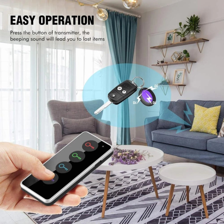Smart Remote Wireless Key Finder with LED Flashlight, 1 RF Transmitter and 4 Receivers, Key Finder Smart Remote Wireless Key Finder with LED Flashlight, 1 RF Transmitter and 4 Receivers, Key Finder